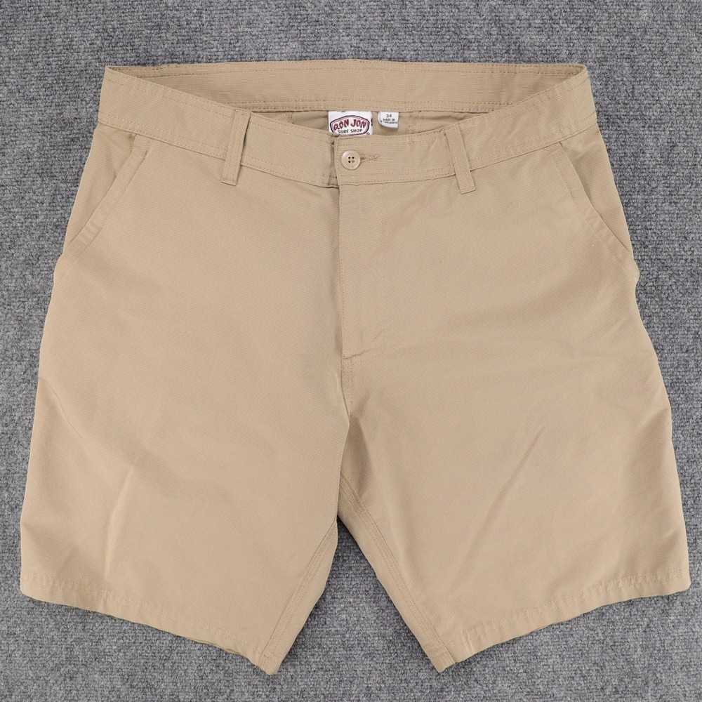 Ron Jon Surf Shop Mens Khaki Hybrid Walk Shorts Size 34 XC9837-RO Stretch Tan